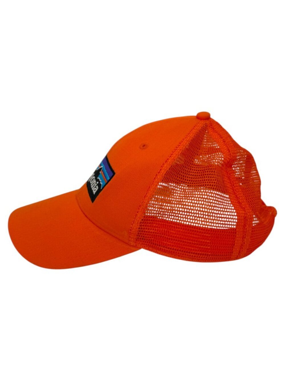 Patagonia P-6 Logo Trucker Snapback Hat with Mesh Back in Campfire Orange - Picture 3 of 8
